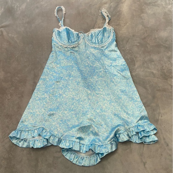 New! For love and lemons daisy Blue floral Mini Dress 3338 - Picture 6 of 11